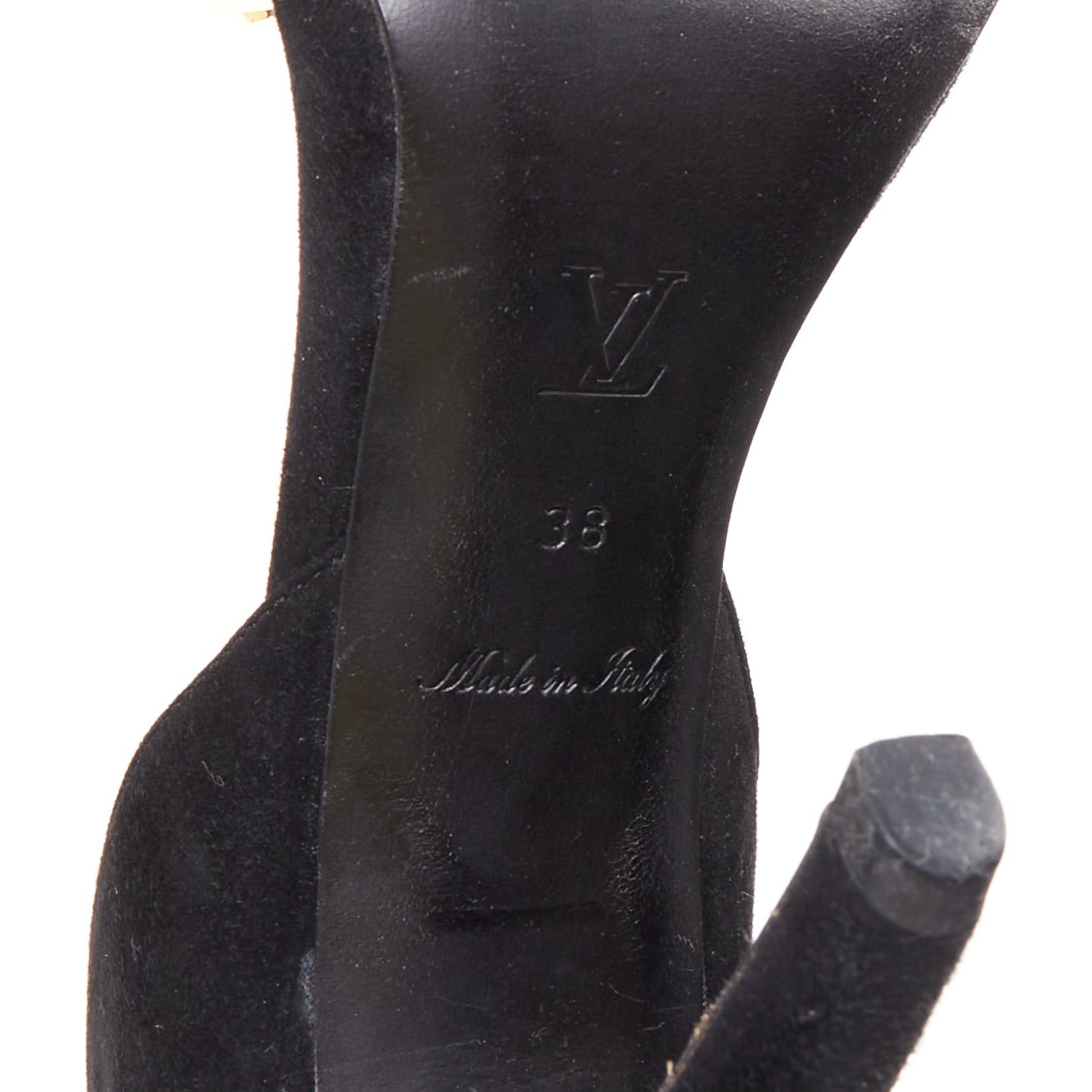 Louis Vuitton LOUIS VUITTON V Symphony black suede gold hardware high heel sandals EU38 Size US 8 / IT 38 - 10 Thumbnail
