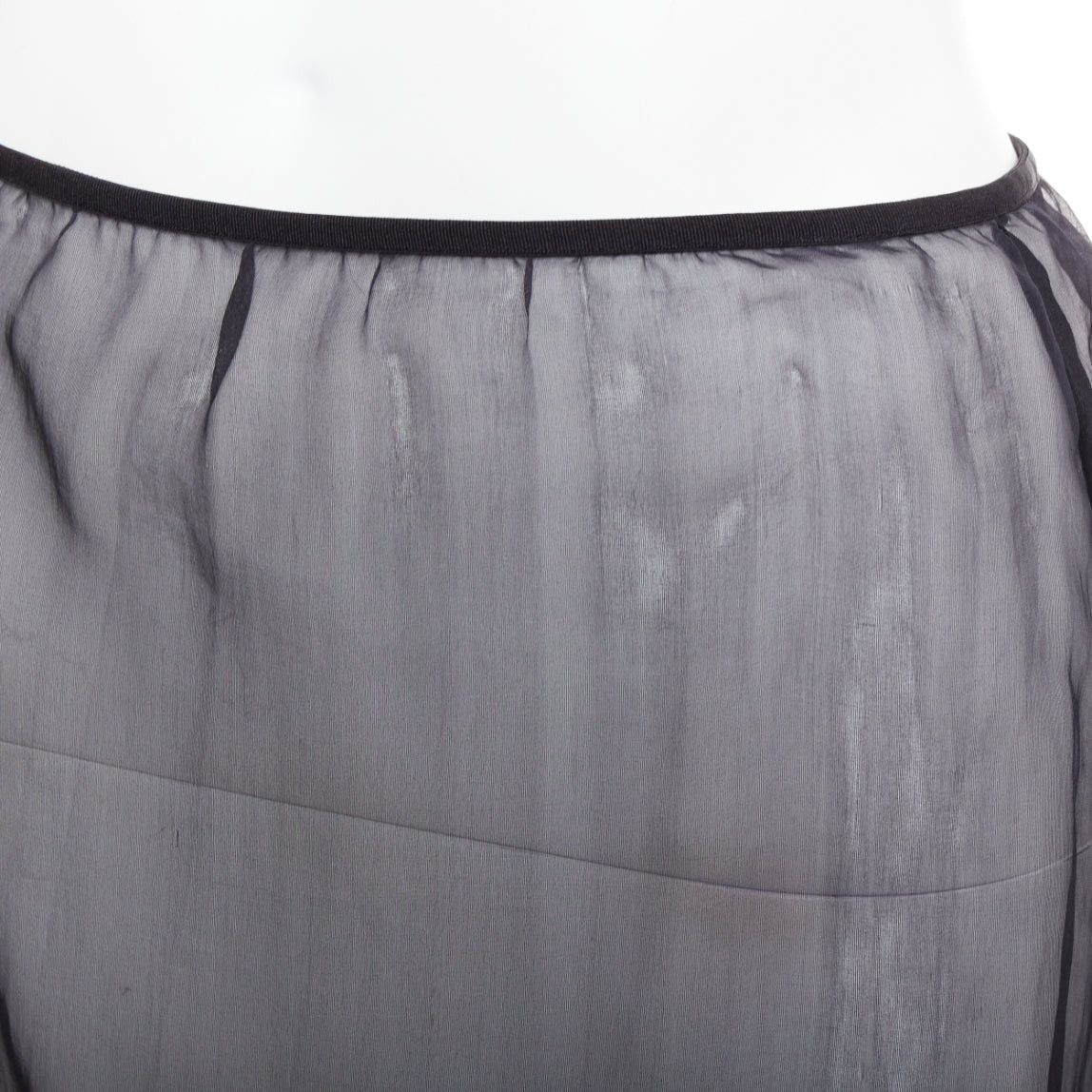 Dries Van Noten DRIES VAN NOTEN black 100% silk sheer high waist knee skirt FR36 S Size 27" / US 4 / IT 40 - 6 Thumbnail