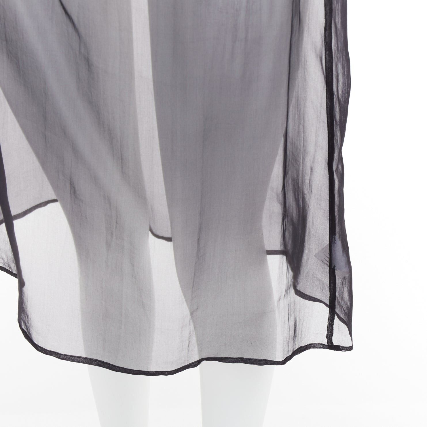 Dries Van Noten DRIES VAN NOTEN black 100% silk sheer high waist knee skirt FR36 S Size 27" / US 4 / IT 40 - 7 Thumbnail