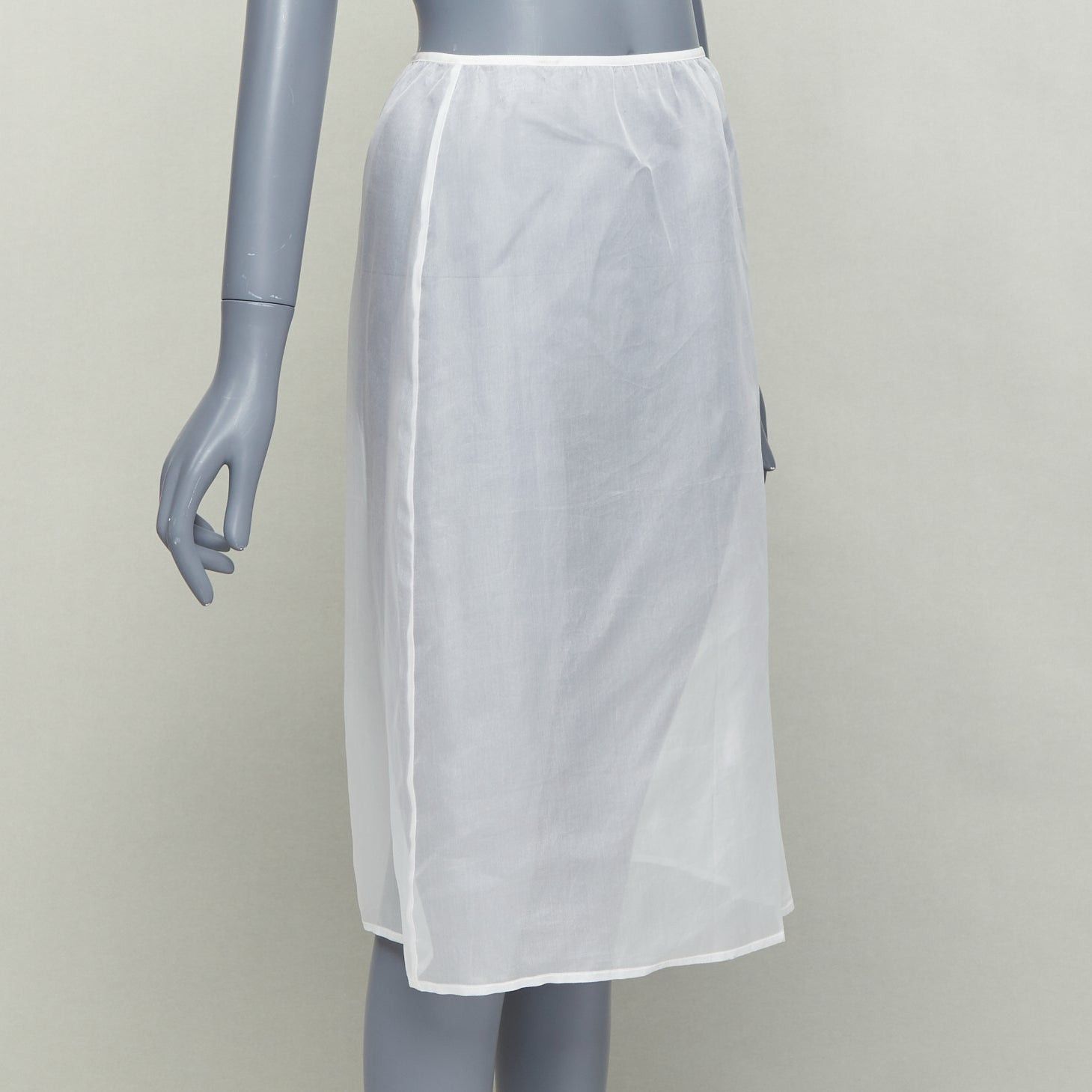 Dries Van Noten DRIES VAN NOTEN white 100% silk sheer high waisted knee skirt FR34 XS Size 26" / US 2 / IT 38 - 2 Thumbnail