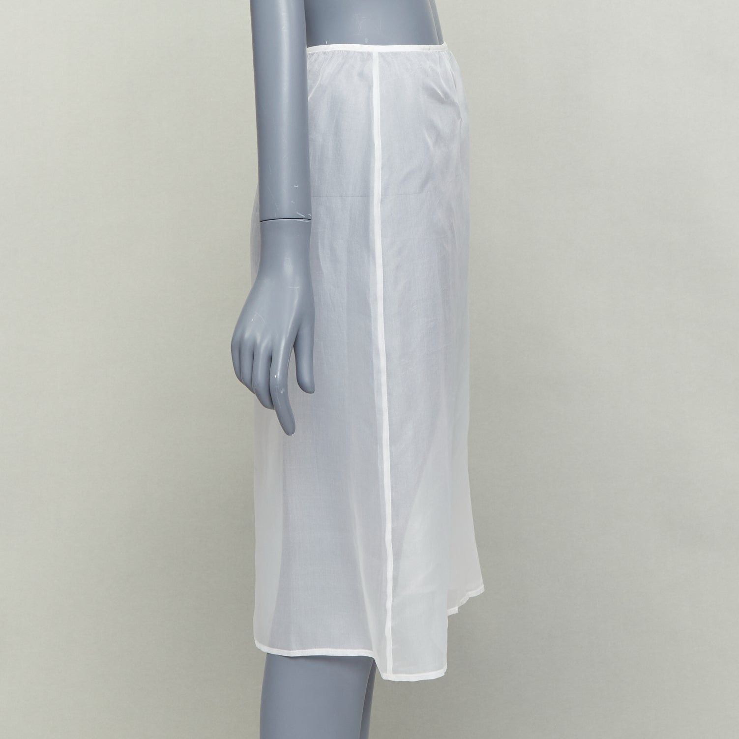 Dries Van Noten DRIES VAN NOTEN white 100% silk sheer high waisted knee skirt FR34 XS Size 26" / US 2 / IT 38 - 3 Thumbnail