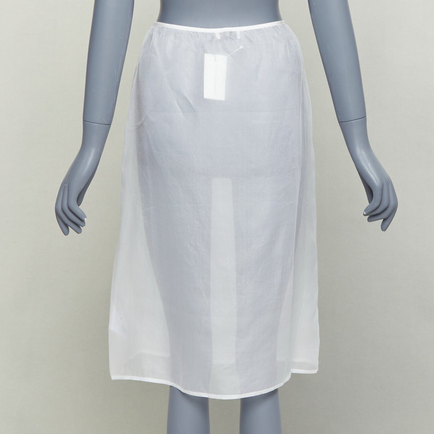 Dries Van Noten DRIES VAN NOTEN white 100% silk sheer high waisted knee skirt FR34 XS Size 26" / US 2 / IT 38 - 4 Thumbnail