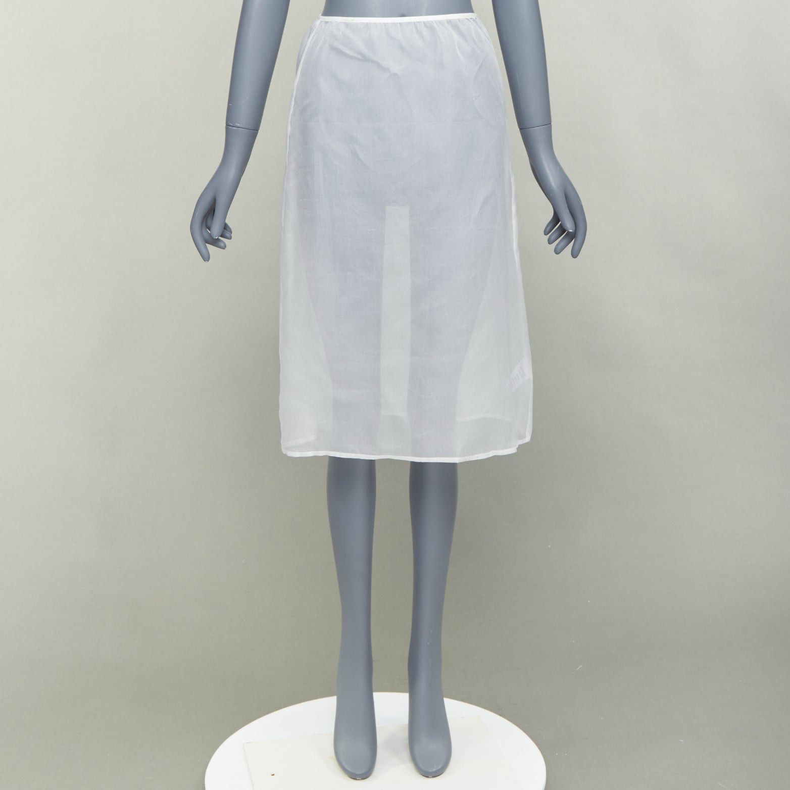 Dries Van Noten DRIES VAN NOTEN white 100% silk sheer high waisted knee skirt FR34 XS Size 26" / US 2 / IT 38 - 9 Thumbnail