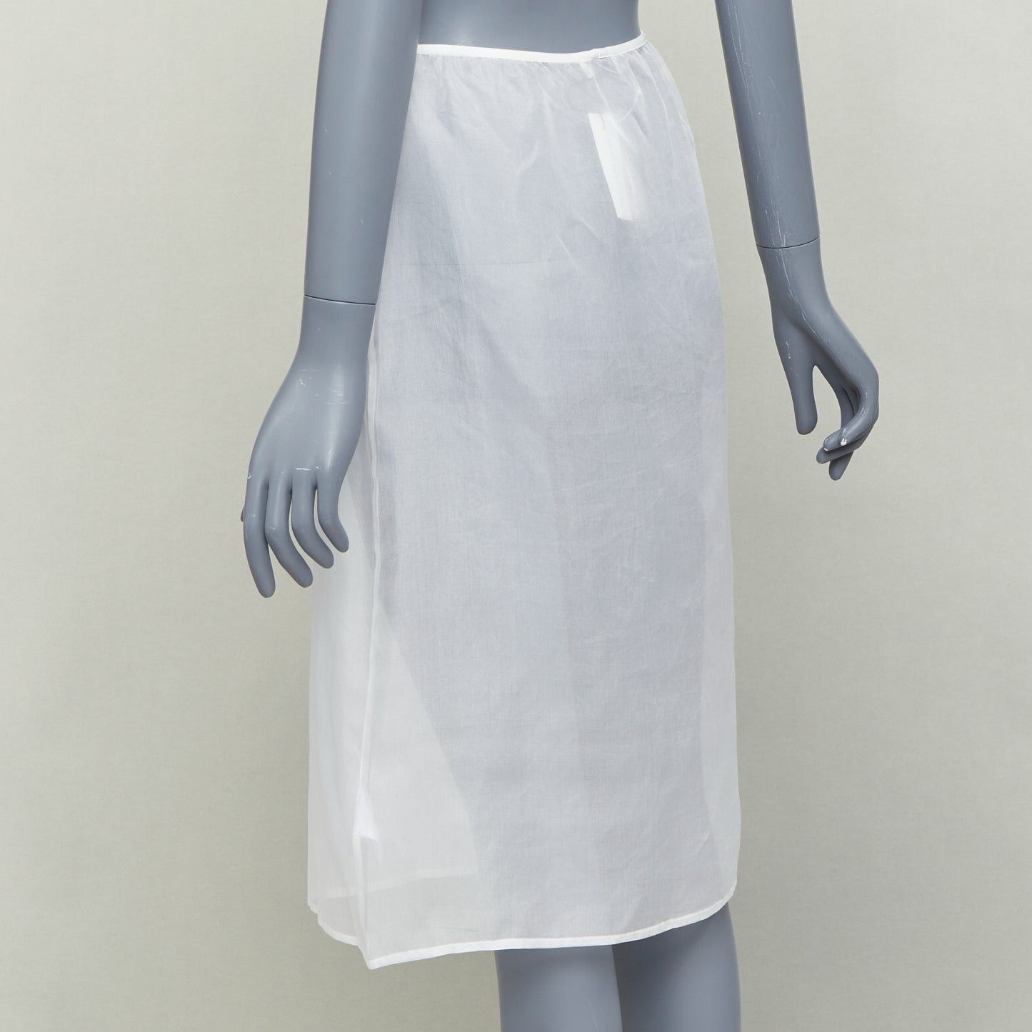 Dries Van Noten DRIES VAN NOTEN white 100% silk sheer high waisted knee skirt FR34 XS Size 26" / US 2 / IT 38 - 5 Thumbnail