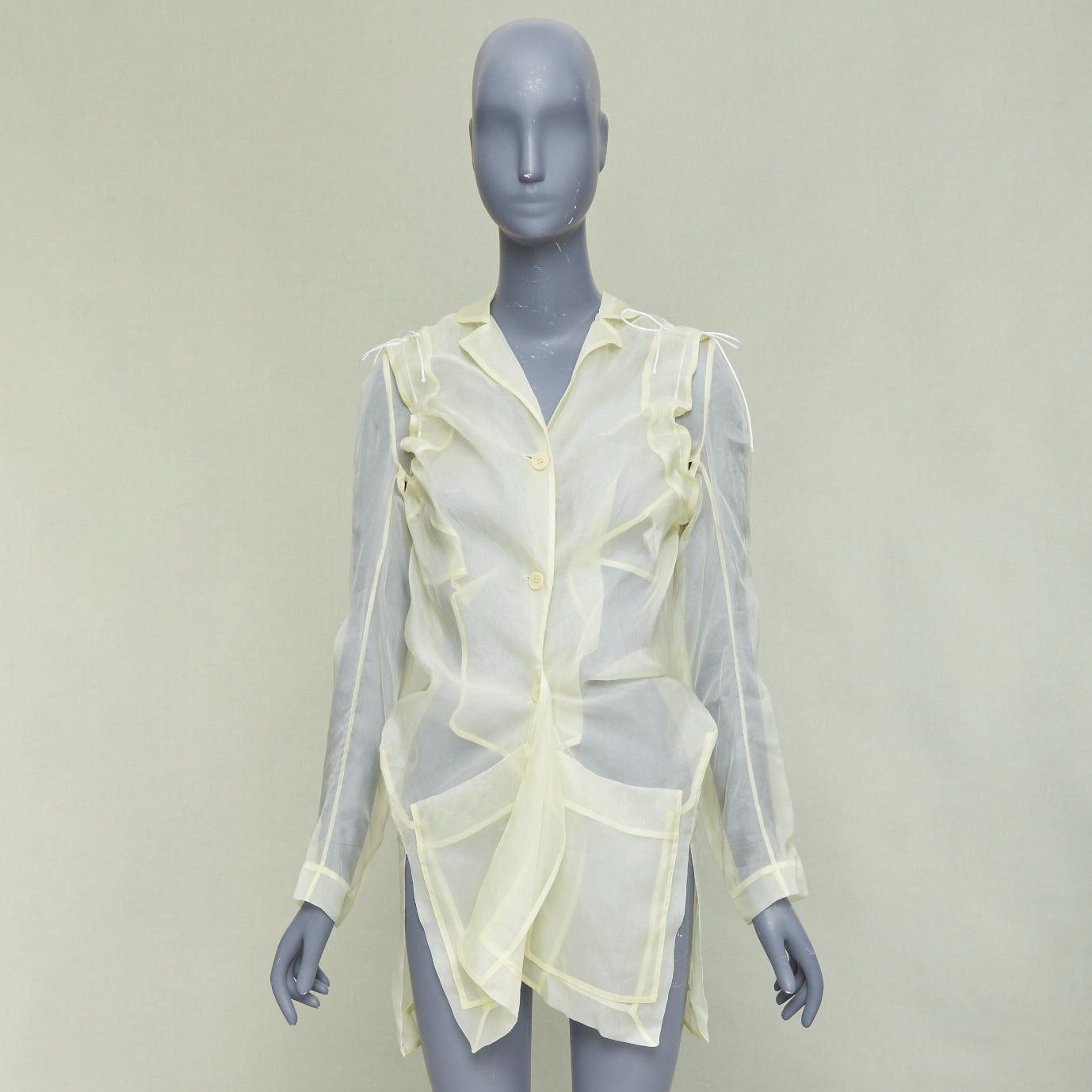Cecilie Bahnsen CECILIE BAHNSEN Jaughna buttermilk yellow 100% silk deconstructed blazer UK8 S Size S / US 4 / IT 40 - 11 Thumbnail