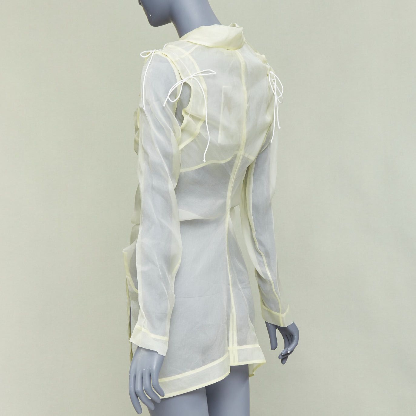 Cecilie Bahnsen CECILIE BAHNSEN Jaughna buttermilk yellow 100% silk deconstructed blazer UK8 S Size S / US 4 / IT 40 - 7 Thumbnail