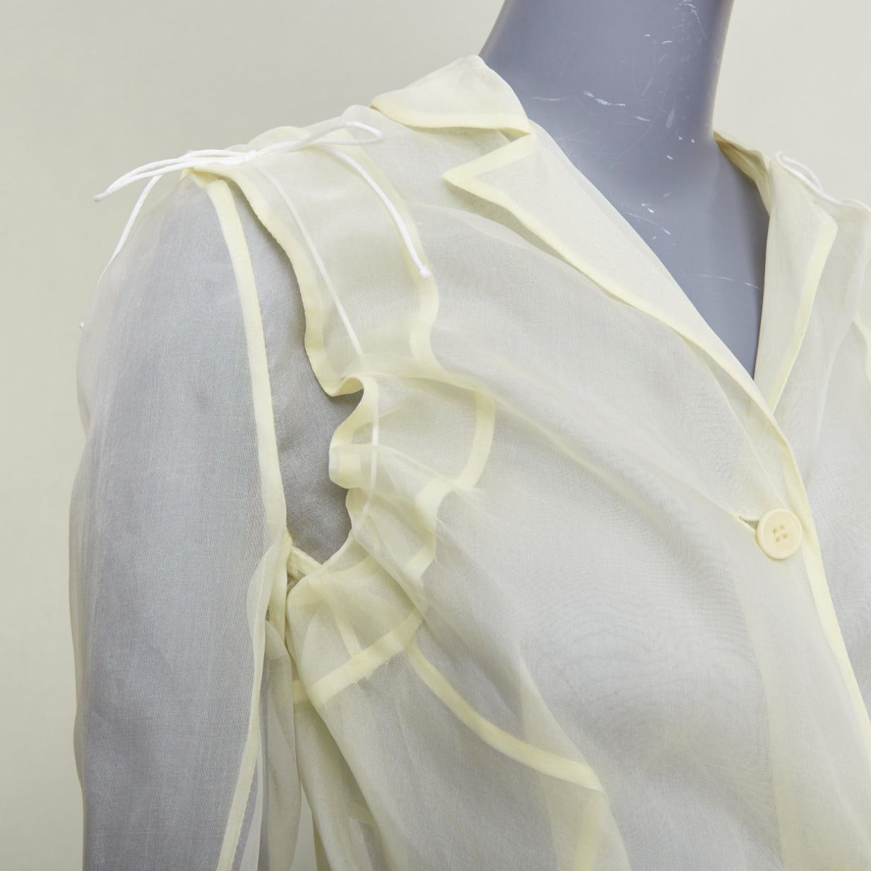 Cecilie Bahnsen CECILIE BAHNSEN Jaughna buttermilk yellow 100% silk deconstructed blazer UK8 S Size S / US 4 / IT 40 - 2 Thumbnail