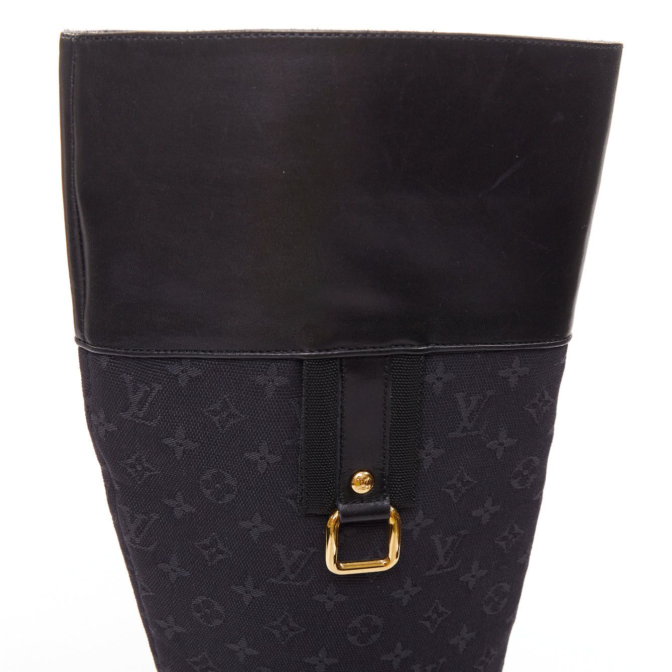 Louis Vuitton LOUIS VUITTON Mini Lin black monogram canvas saure toe riding boots EU37.5 Size US 7.5 / IT 37.5 - 7 Thumbnail
