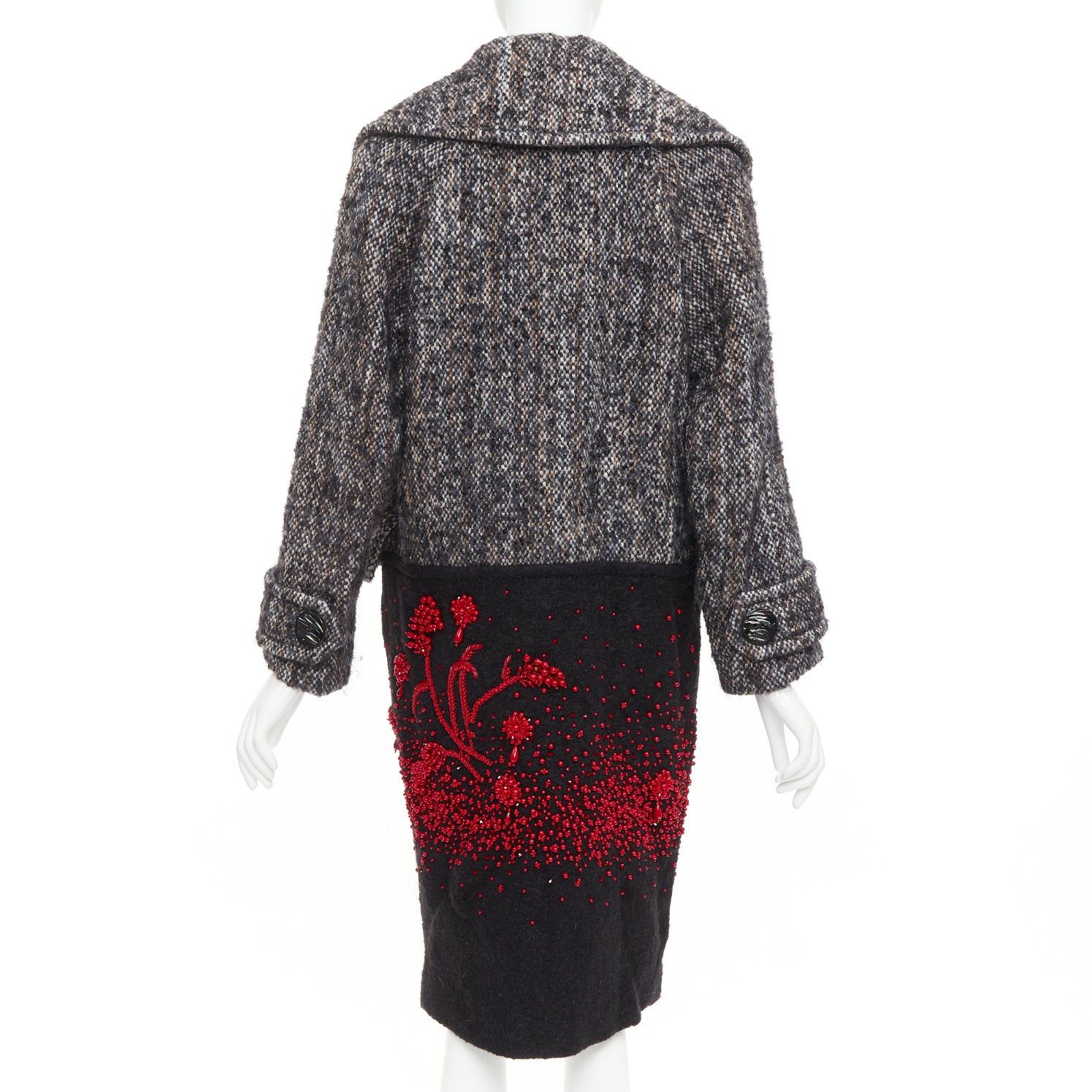 Prada PRADA 2017 speckled wool tweed red bead embellishment hem long coat IT38 XS Size XS / US 0-2 / IT 36-38 - 6 Thumbnail