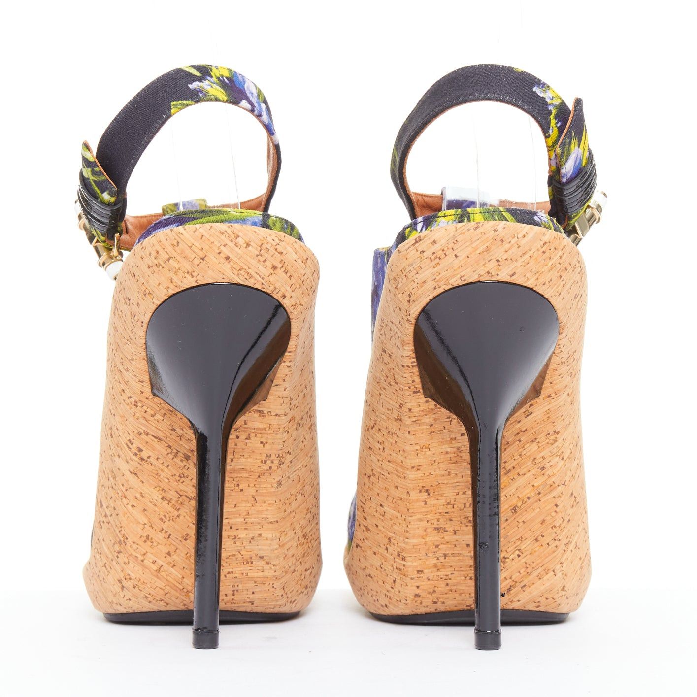 Givenchy rare GIVENCHY Riccardo Tisci Runway purple black floral canvas cork high heels EU38 Size US 8 / IT 38 - 5 Thumbnail