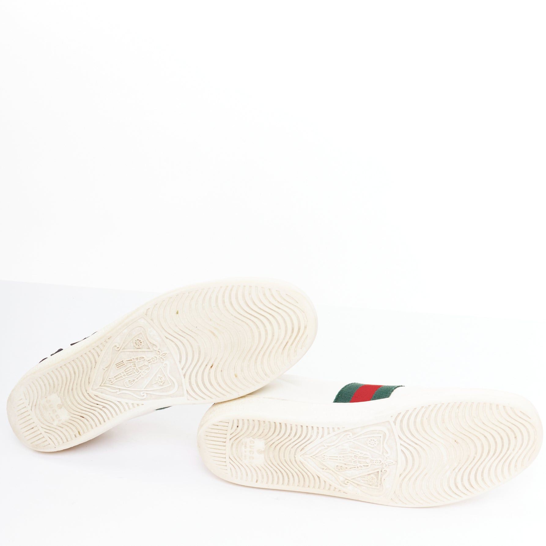 GUCCI Ace white leather pink floral embroidered patch sneakers EU37.5