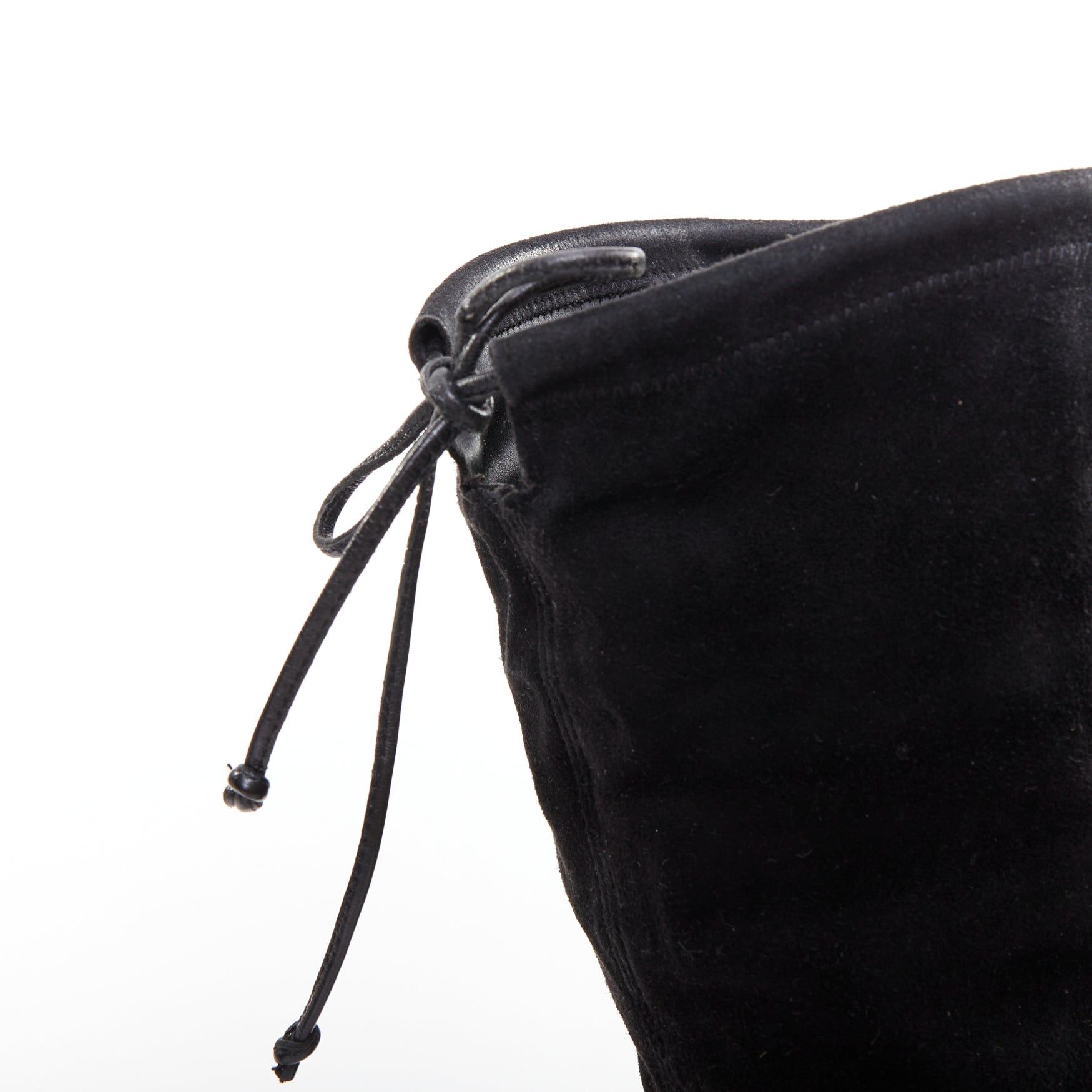 Stuart Weitzman STUART WEITZMAN Lowland black suede drawstring top over knee flat boots EU38 Size US 8 / IT 38 - 8 Thumbnail