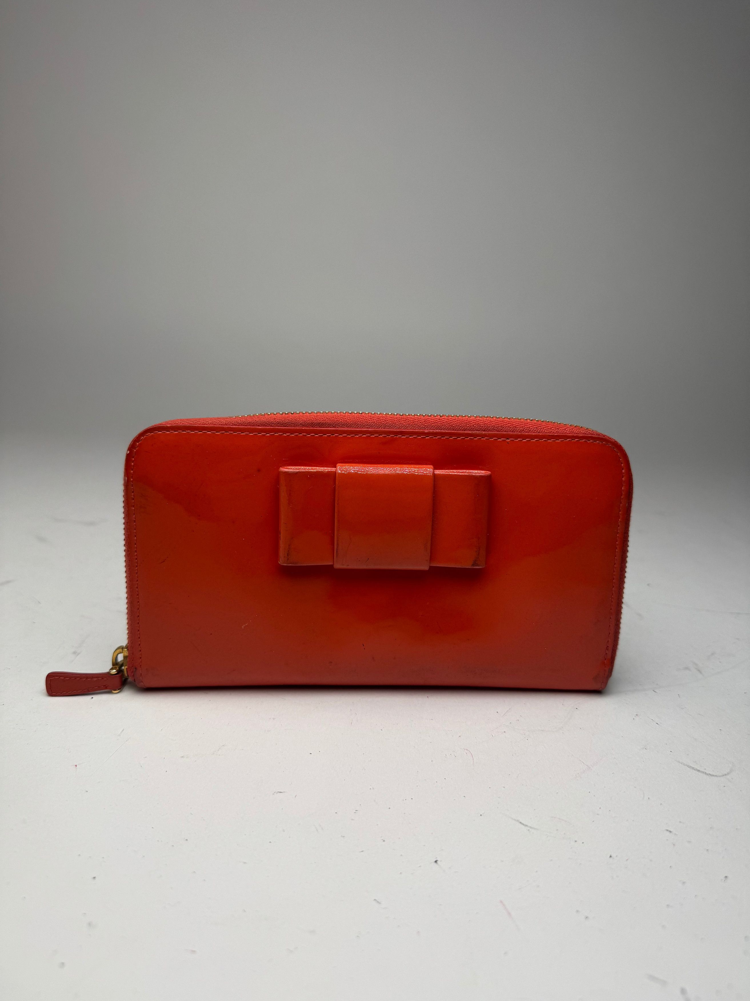 Miu Miu Vintage Patent Leather Wallet Orange Size ONE SIZE - 5 Thumbnail
