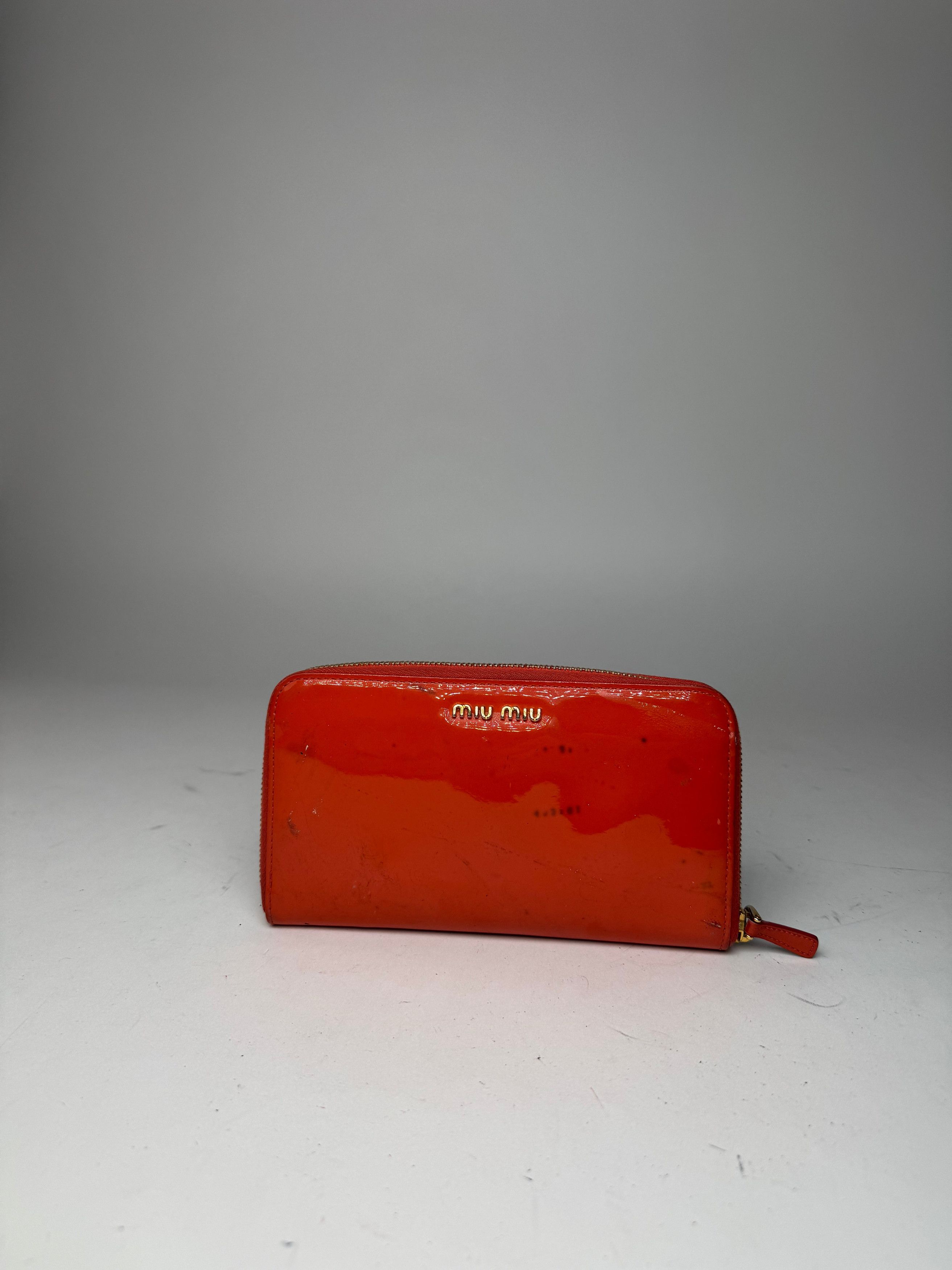 Miu Miu Vintage Patent Leather Wallet Orange Size ONE SIZE - 7 Thumbnail