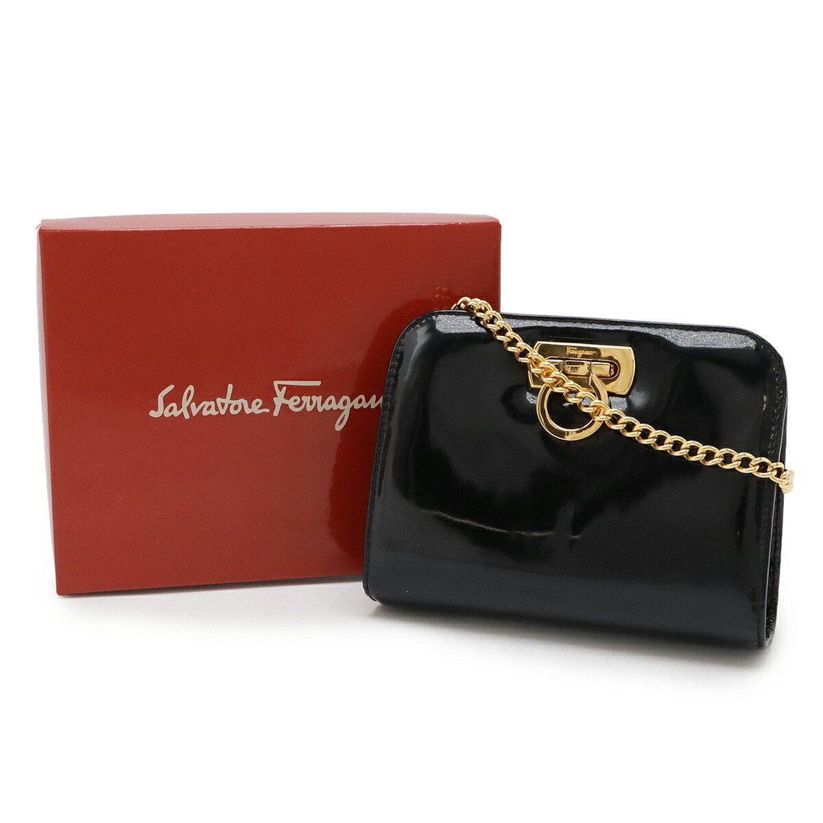 Salvatore Ferragamo Salvatore Ferragamo Salvatore Ferragamo Gancini Patent Leather Chain Shoulder Bag Enamel Shoulder Bag DUTY FREE for USA Size ONE SIZE - 8 Thumbnail