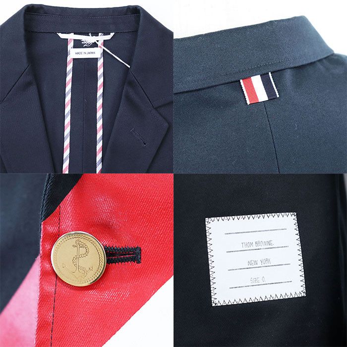 Thom Browne Thom Browne Thom Browne UNCONNSTRUCTED CLASSIC SB S-C W-PRINTED DIAGONAL STRIPE Heavy Cotton Twill Jacket Cotton Outerwear MJU437E-01804 DUTY FREE for USA Size ONE SIZE - 9 Thumbnail