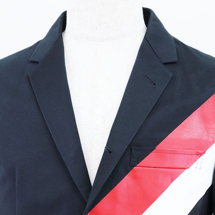 Thom Browne Thom Browne Thom Browne UNCONNSTRUCTED CLASSIC SB S-C W-PRINTED DIAGONAL STRIPE Heavy Cotton Twill Jacket Cotton Outerwear MJU437E-01804 DUTY FREE for USA Size ONE SIZE - 2 Thumbnail