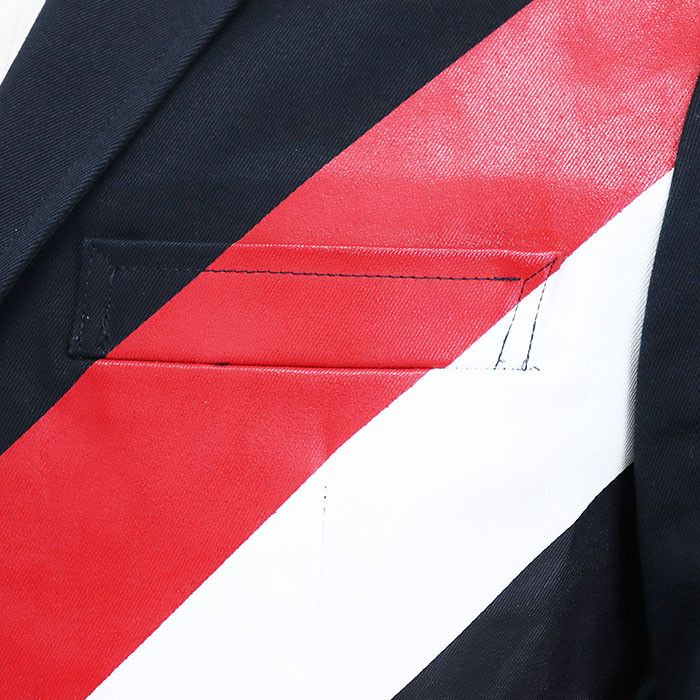 Thom Browne Thom Browne Thom Browne UNCONNSTRUCTED CLASSIC SB S-C W-PRINTED DIAGONAL STRIPE Heavy Cotton Twill Jacket Cotton Outerwear MJU437E-01804 DUTY FREE for USA Size ONE SIZE - 12 Thumbnail