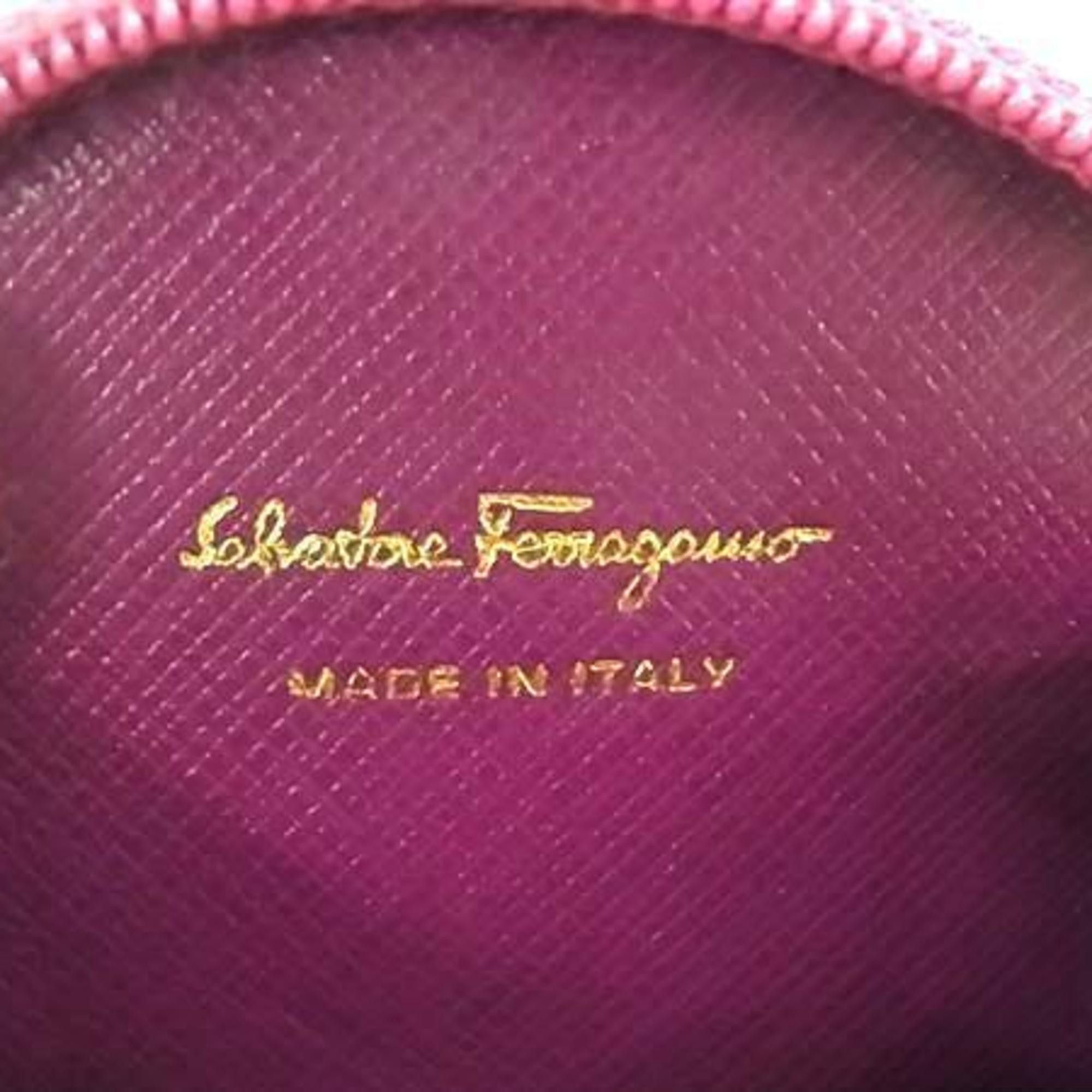 Salvatore Ferragamo Salvatore Ferragamo Double Gancini 22 B203 Purple Leather Women's Round Wallet/Coin Case Size ONE SIZE - 2 Thumbnail