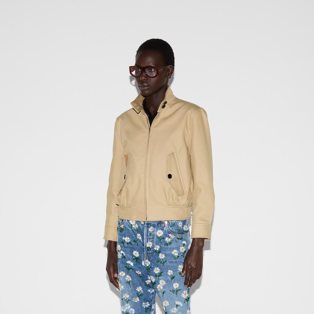 Gucci Gucci Logo Embroidered Cotton Drill Bomber Jacket SIZE 46 Size ONE SIZE - 2 Thumbnail