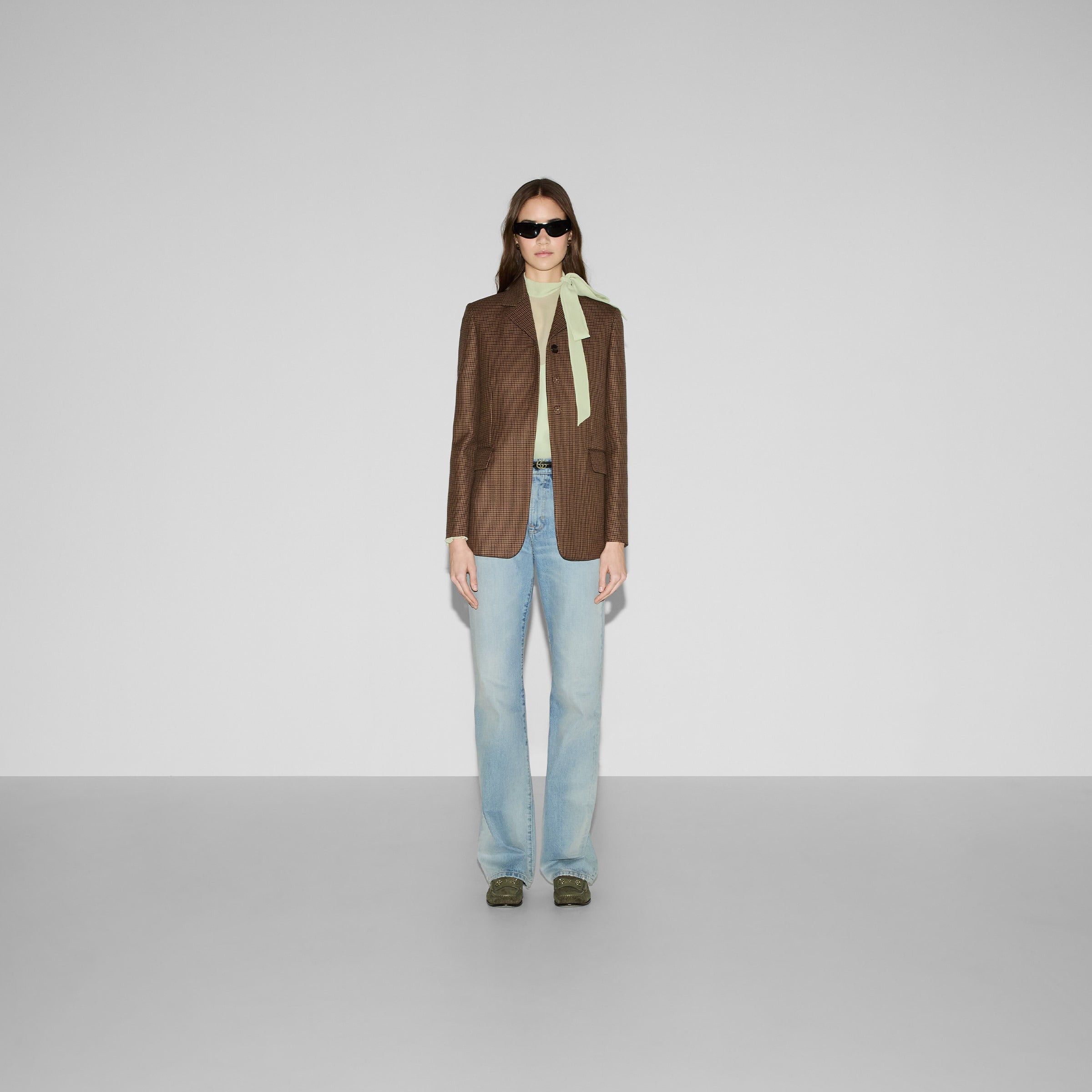 Gucci Gucci Houndstooth Embroidered Wool Jacket SIZE 36 Size ONE SIZE - 4 Thumbnail