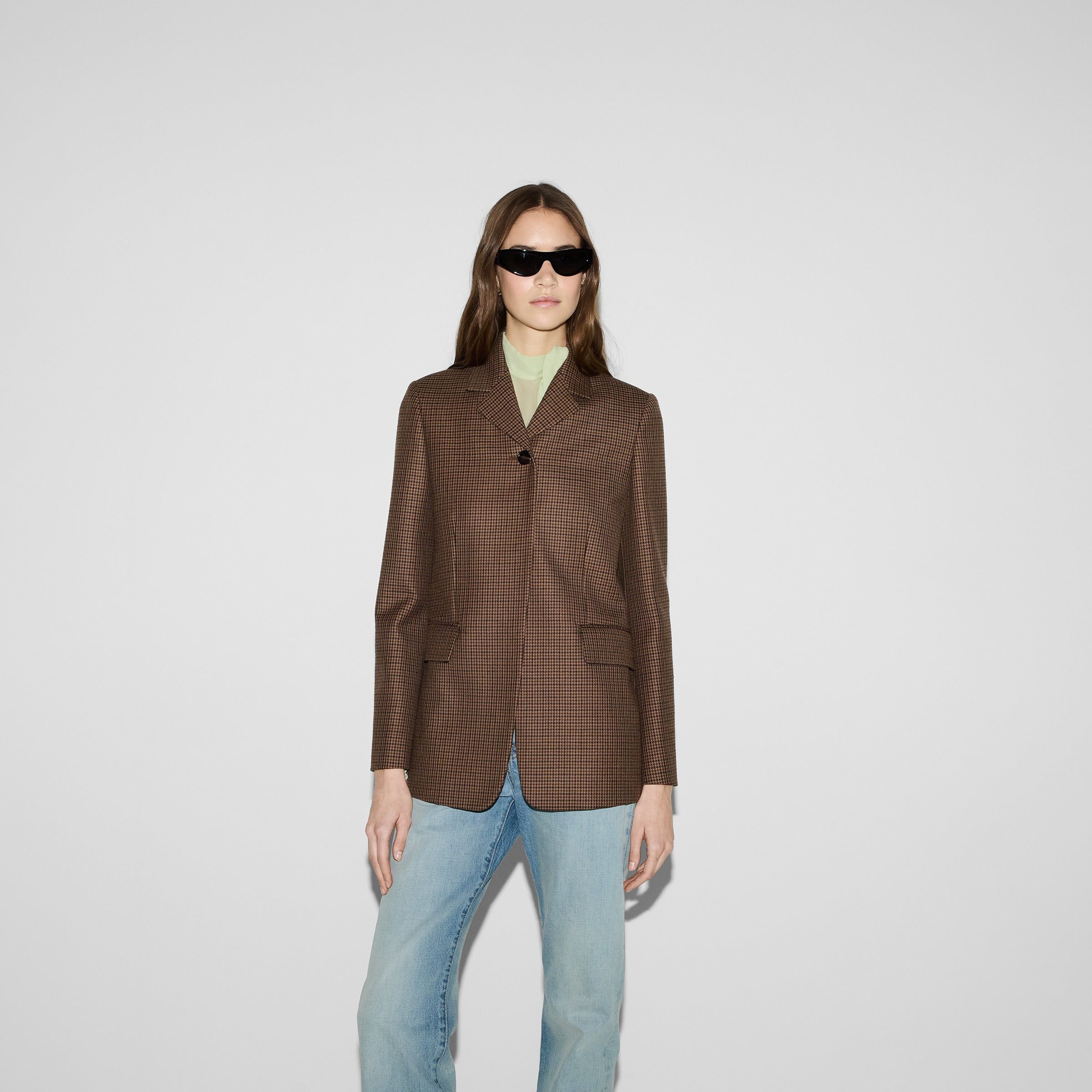 Gucci Gucci Houndstooth Embroidered Wool Jacket SIZE 42 Size ONE SIZE - 2 Thumbnail