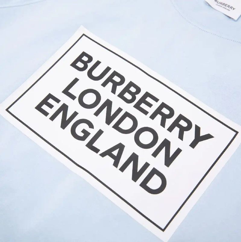 Burberry Burberry Blue Cotton Logo Short Sleeve Tee Size L / US 10 / IT 46 - 4 Thumbnail