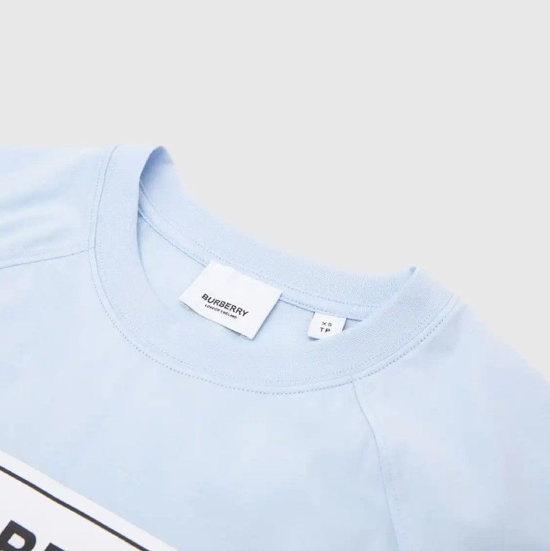 Burberry Burberry Blue Cotton Logo Short Sleeve Tee Size L / US 10 / IT 46 - 3 Thumbnail