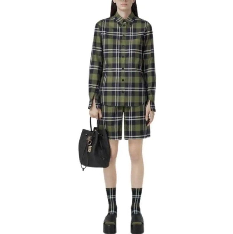 Burberry Burberry Green Long Sleeve Crop Shirt Size XS / US 0-2 / IT 36-38 - 9 Thumbnail