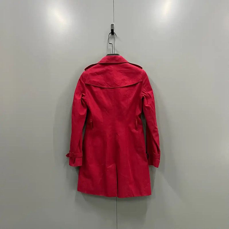 Burberry Burberry Red Cotton Mid-Length Women's Trench Coat Size ONE SIZE - 2 Thumbnail