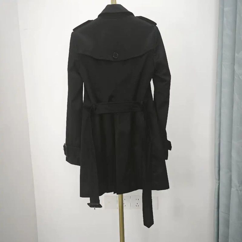 Burberry Burberry Black Houndstooth Mid-Length Trench Coat Size S / US 4 / IT 40 - 2 Thumbnail