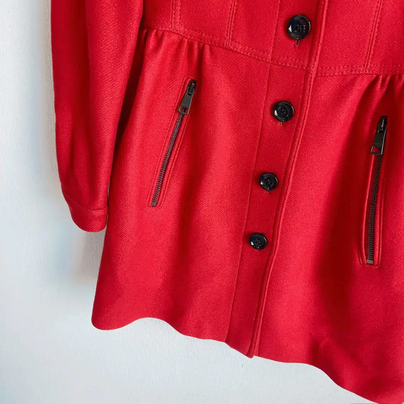 Burberry Burberry Red Wool Blend Long Coat Size S / US 4 / IT 40 - 4 Thumbnail