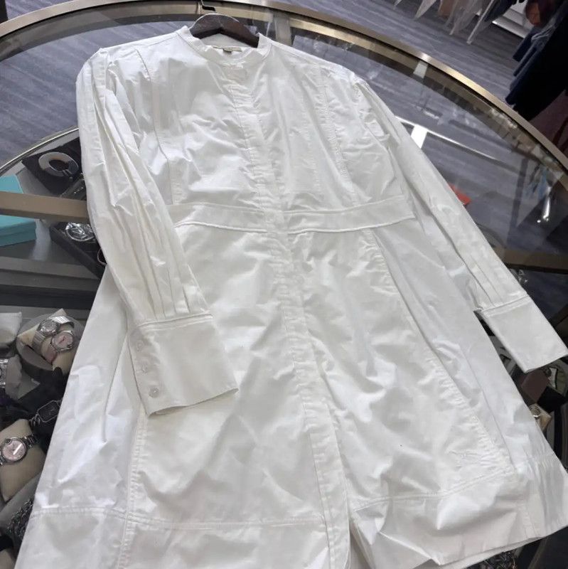 Burberry Burberry White Cotton Women's Dress Size L / US 10 / IT 46 - 4 Thumbnail