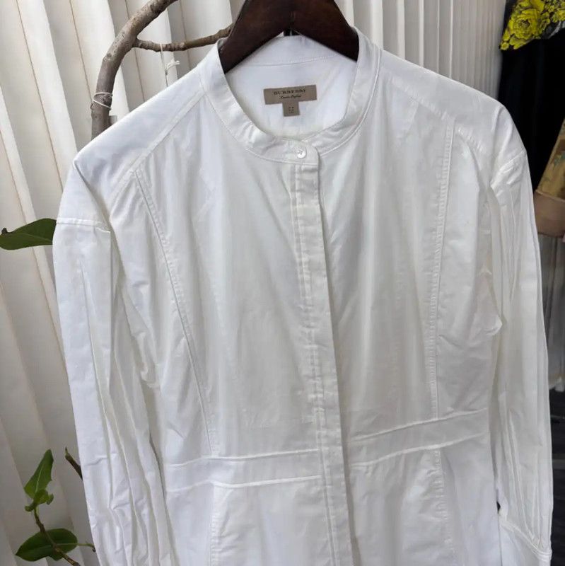 Burberry Burberry White Cotton Women's Dress Size L / US 10 / IT 46 - 2 Thumbnail