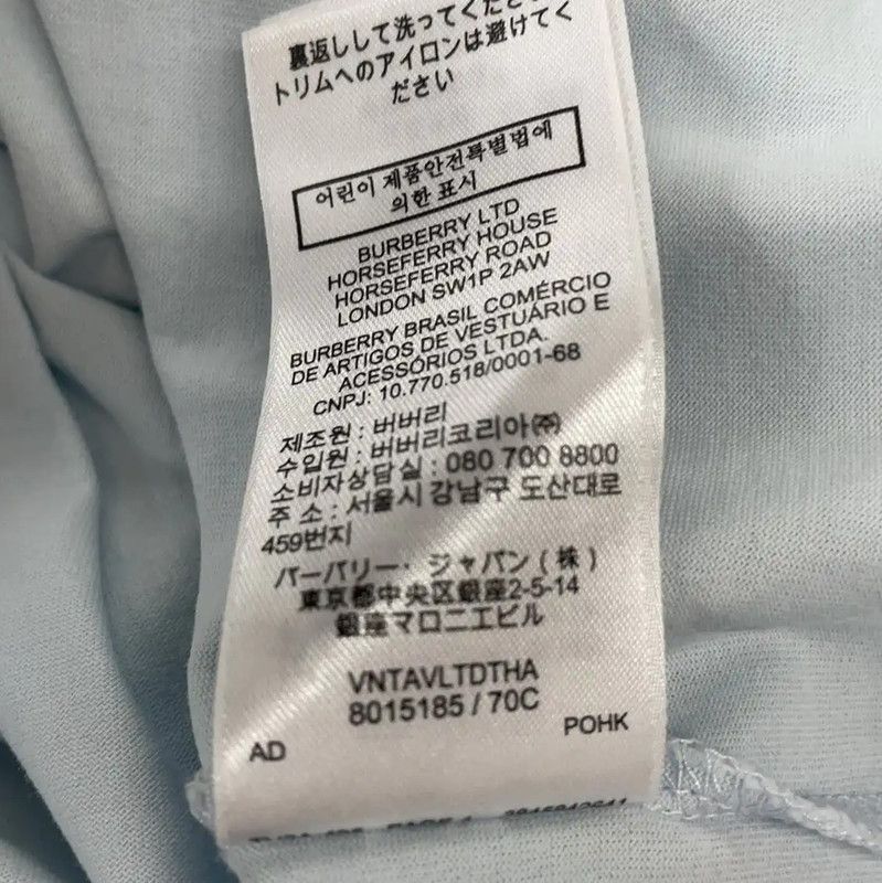 Burberry Burberry Light Blue Cotton Women's T-Shirt Size L / US 10 / IT 46 - 6 Thumbnail