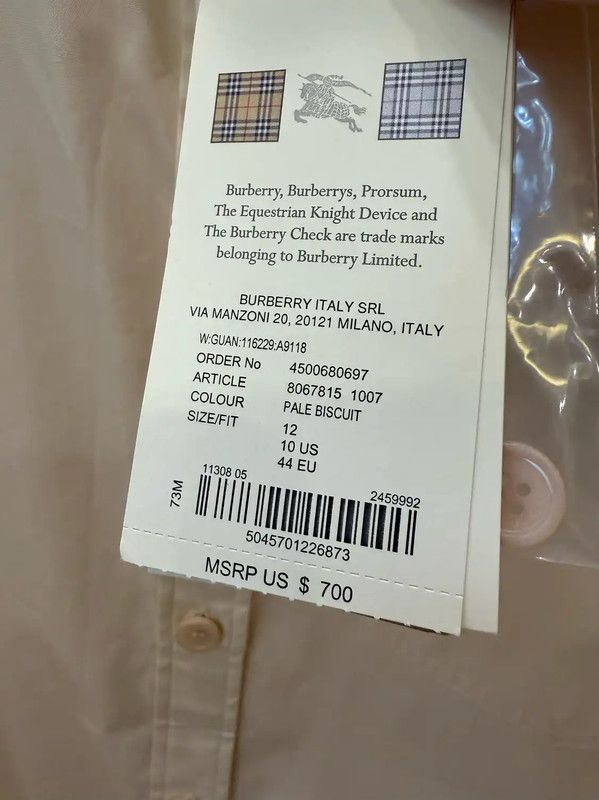 Burberry Burberry Long Sleeve Cotton Shirt in Blush Size XL / US 12-14 / IT 48-50 - 7 Thumbnail
