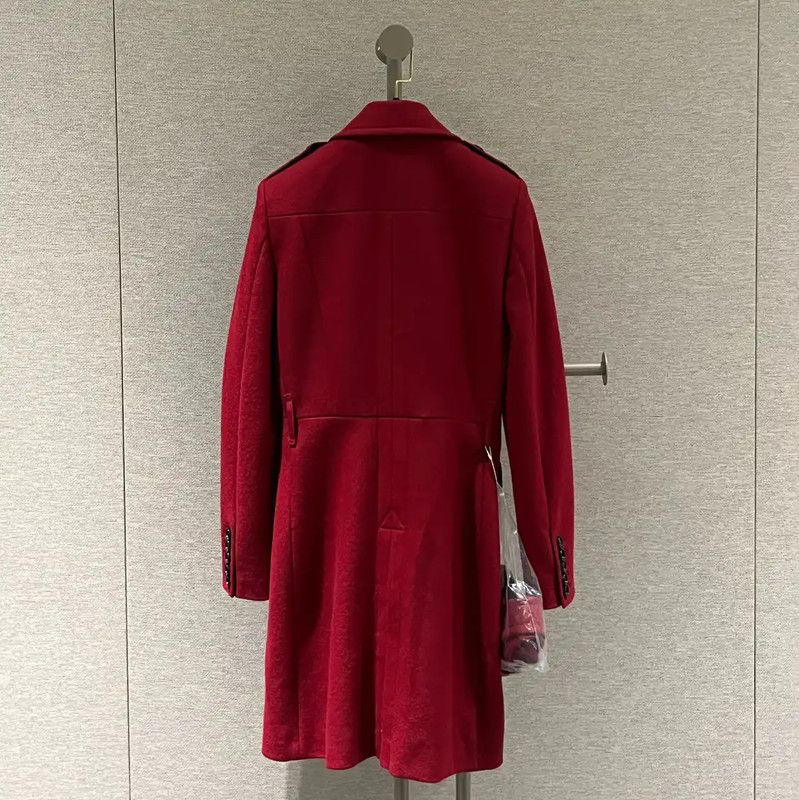 Burberry Burberry Red Wool Long Coat for Women Size S / US 4 / IT 40 - 2 Thumbnail