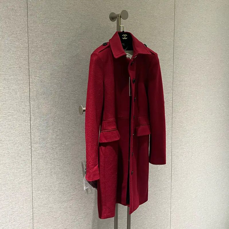 Burberry Burberry Red Wool Long Coat for Women Size S / US 4 / IT 40 - 3 Thumbnail