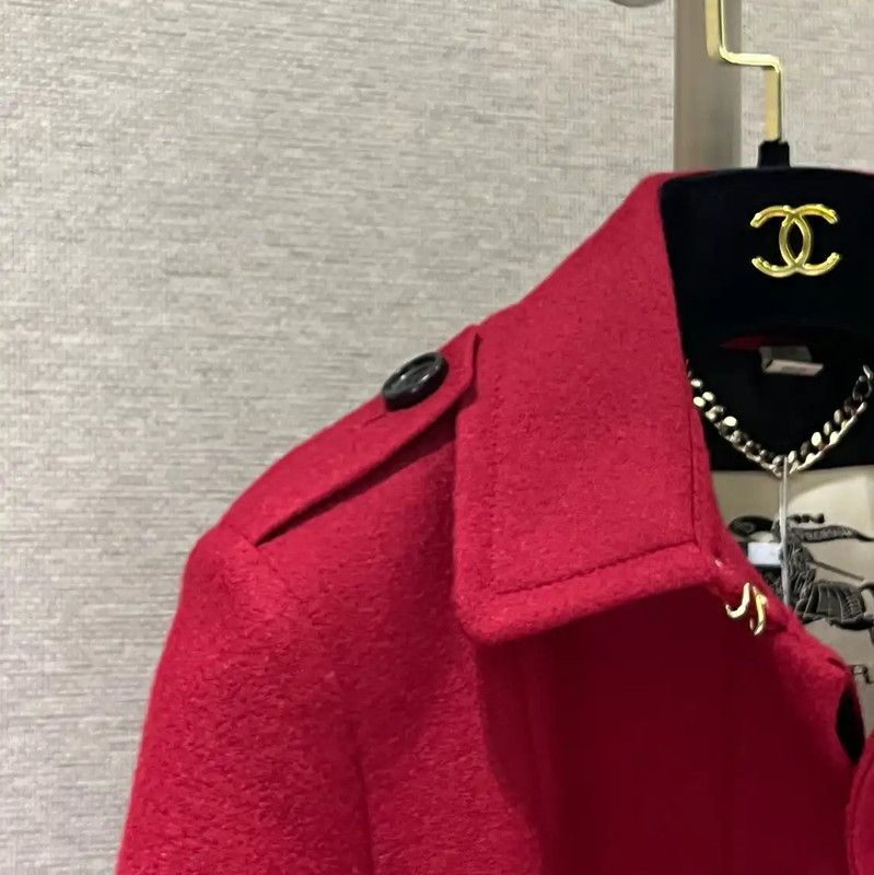 Burberry Burberry Red Wool Long Coat for Women Size S / US 4 / IT 40 - 6 Thumbnail