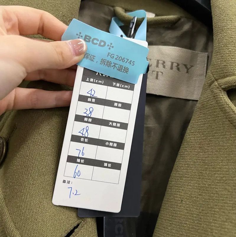 Burberry Burberry Green Cotton Women's Short Coat Size ONE SIZE - 5 Thumbnail