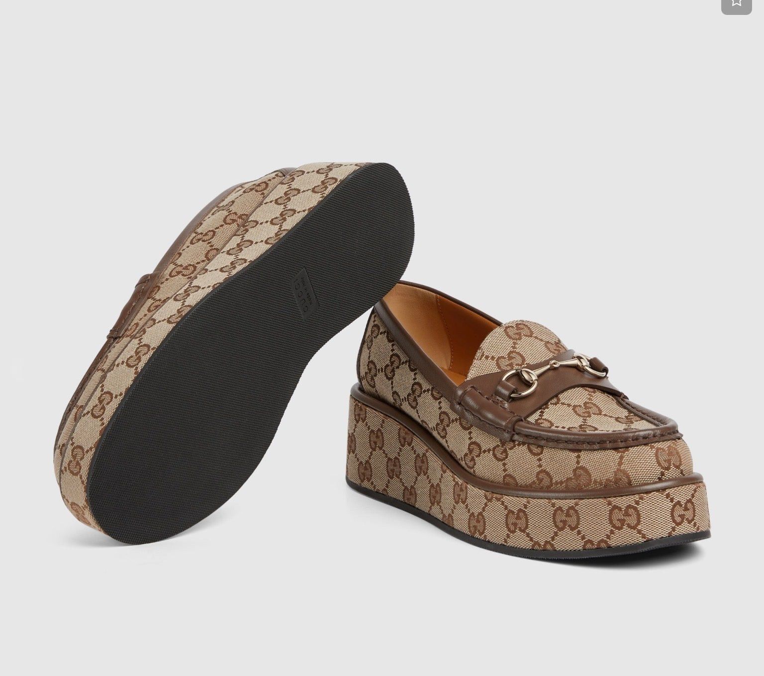 Gucci Gucci Horsebit GG Canvas Wedge Loafers SIZE 38 Size ONE SIZE - 3 Thumbnail