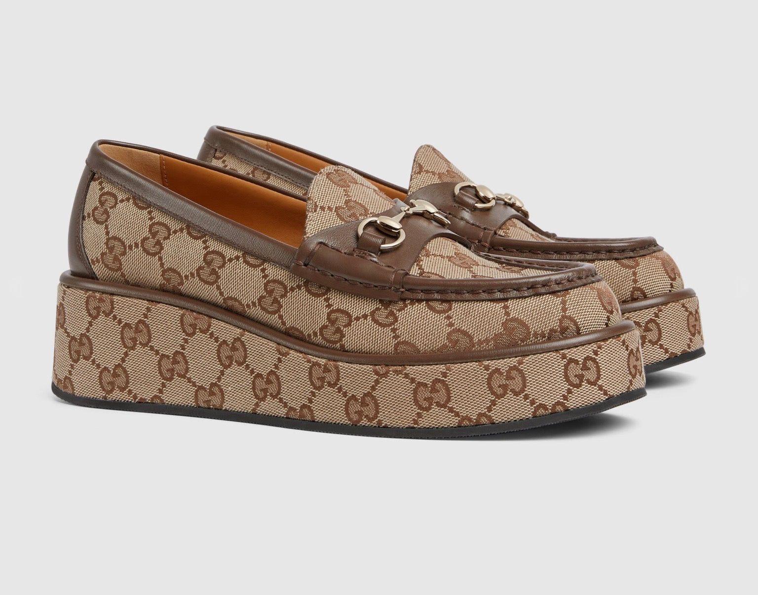 Gucci Gucci Horsebit GG Canvas Wedge Loafers SIZE 41 Size ONE SIZE - 2 Thumbnail