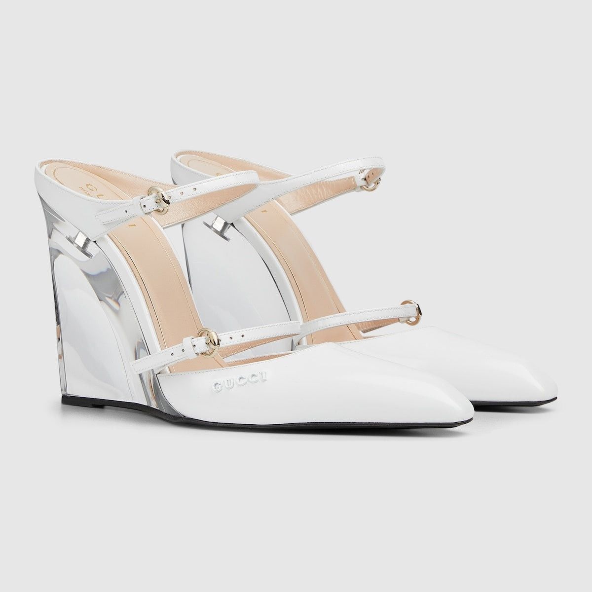 Gucci Gucci Logo Leather Wedge Mules SIZE 37 Size ONE SIZE - 2 Thumbnail