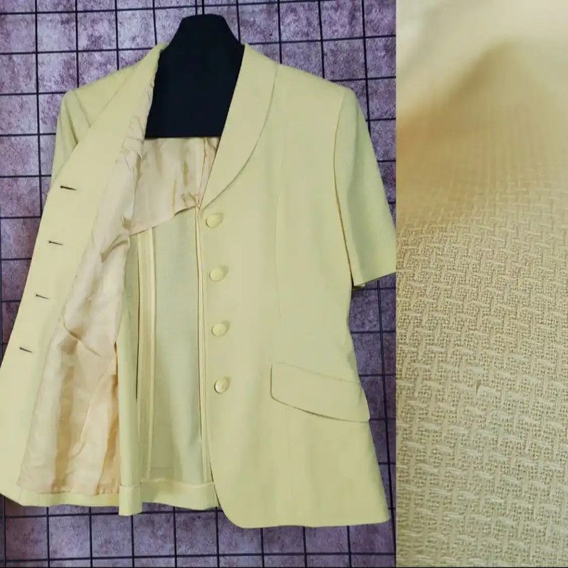Burberry Burberry Yellow Wool Blend Short Sleeve Cardigan Size M / US 6-8 / IT 42-44 - 4 Thumbnail
