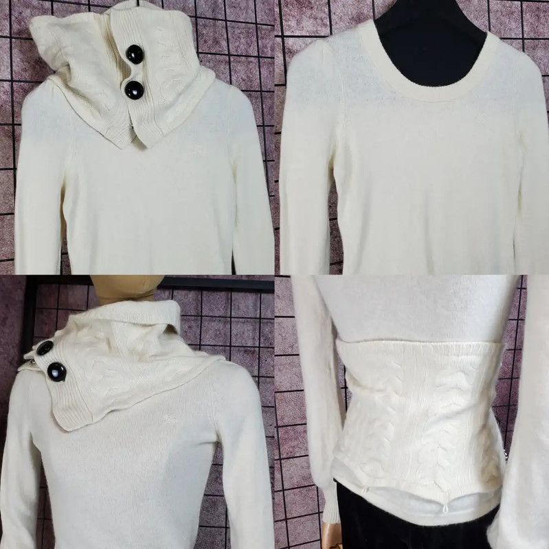 Burberry Burberry Cream Wool Blend Long Sleeve Sweater Size S / US 4 / IT 40 - 5 Thumbnail