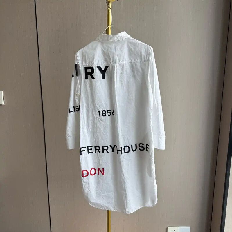 Burberry Burberry White Cotton Graphic Logo Shirt Size XS / US 0-2 / IT 36-38 - 2 Thumbnail
