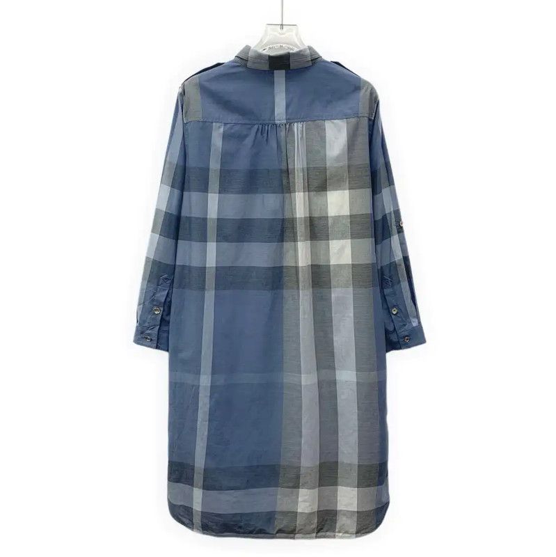 Burberry Burberry L Size Blue Cotton Dress Size L / US 10 / IT 46 - 2 Thumbnail