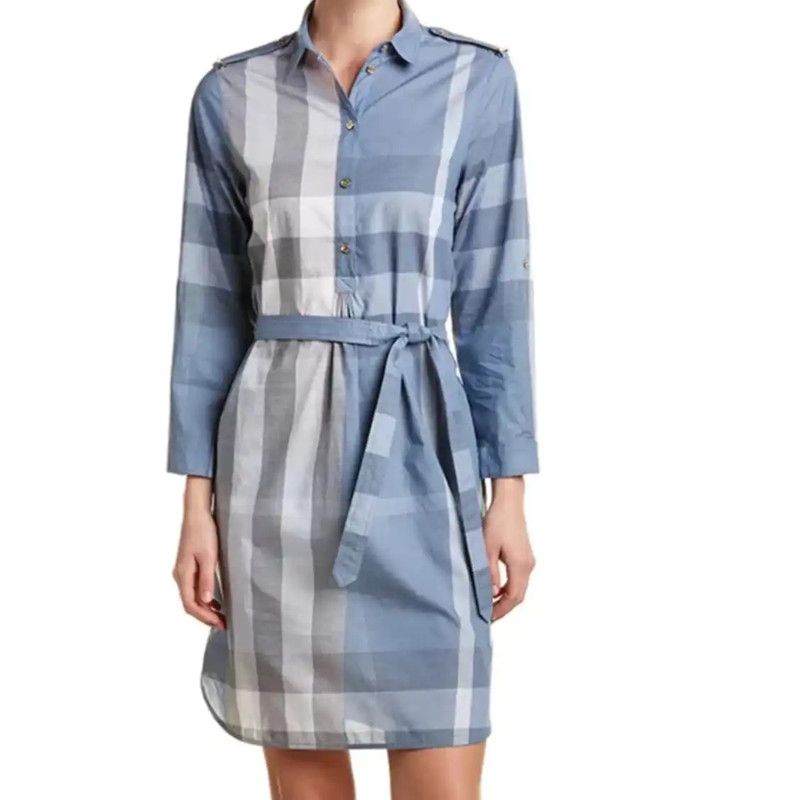 Burberry Burberry L Size Blue Cotton Dress Size L / US 10 / IT 46 - 9 Thumbnail