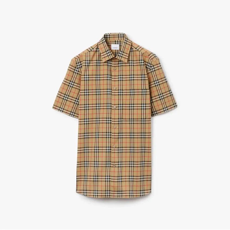 Burberry Burberry Khaki Cotton Short Sleeve Shirt Size S / US 4 / IT 40 - 6 Thumbnail