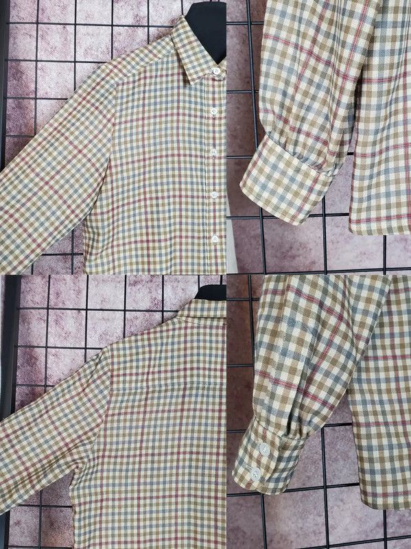 Burberry Burberry Women's Brown Wool Plaid Long Sleeve Shirt Size M / US 6-8 / IT 42-44 - 4 Thumbnail